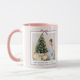 Cute Coquette Pink Bow Photo Christmas Mugg