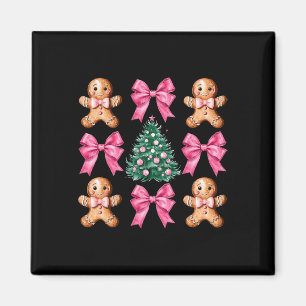 Cute Coquette Rosa Bow Julafton Pepparkaksgubbe Kr Magnet