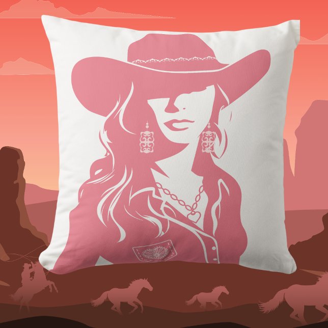 Cute Coquette Rosa Cowgirl Western Chic Kudde (Skapare uppladdad)