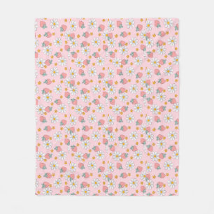 Cute Coquette Rosa Jordgubbar Daisy Blommfrukt Fleecefilt