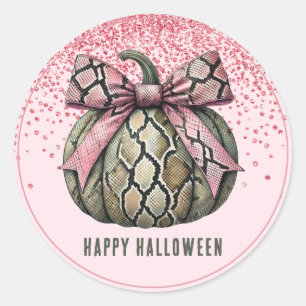 Cute Coquette Snakeskin Pumpkin Halloween Glitter Runt Klistermärke