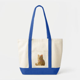 Cute Coquette White Cat "I'm Just a Girl" Tote Bag Tygkasse