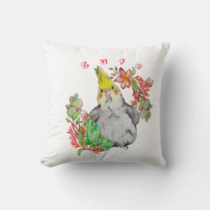 Cute Corella parrot i tropiska blommor Baby Bodys Kudde
