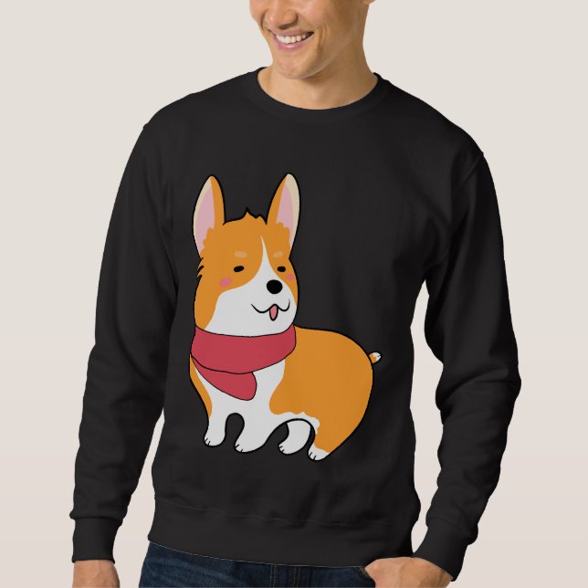 Cute Corgi 527 Lång Ärmad Tröja (Framsida)