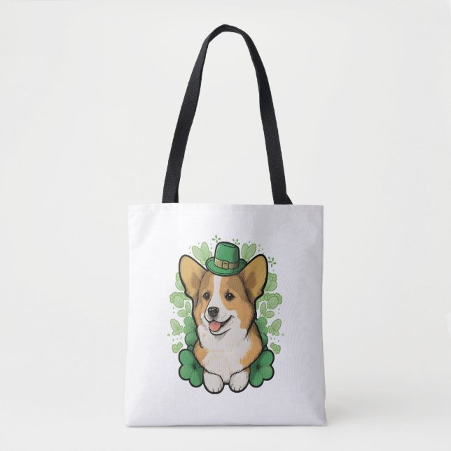 Cute Corgi Älskare Shamrock Lycklig St patricks da Tygkasse (Framsida)