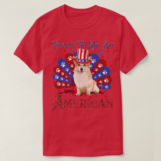 Cute Corgi American Flagga Älskare Lycklig 4 juli  T Shirt (Design framsida)