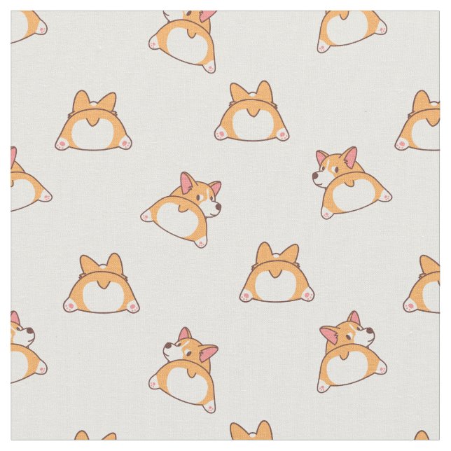 Cute Corgi Behinds Mönster Tyg (Närbild)