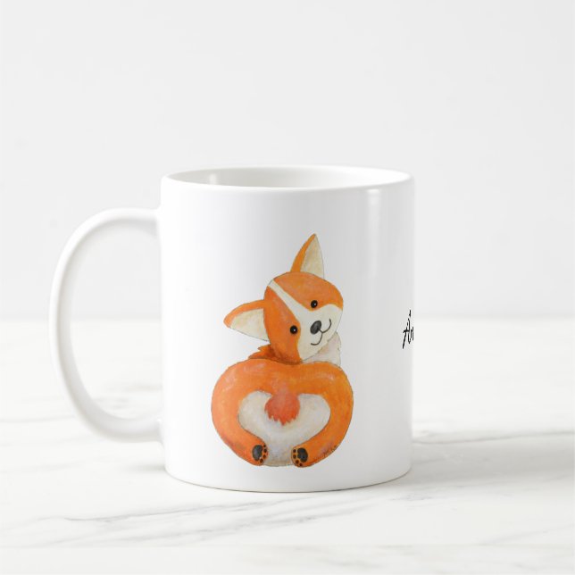 Cute Corgi Butt, corgi älskare-gåva, eget namn Kaffemugg (Vänster)