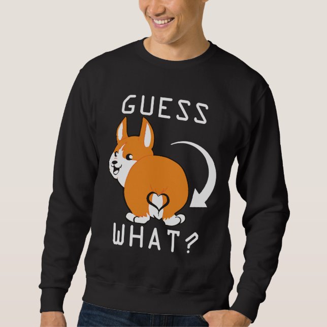 Cute Corgi Butt Essential Lång Ärmad Tröja (Framsida)