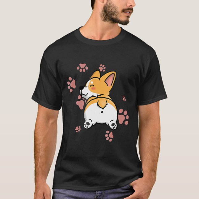 Cute Corgi Butt-Hund T Shirt (Framsida)