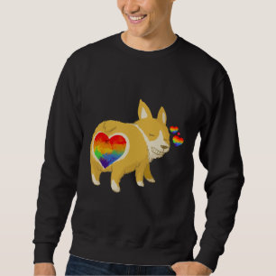 Cute Corgi Butt Lgbt Gay Rainbow Flagga Heart Desi Lång Ärmad Tröja