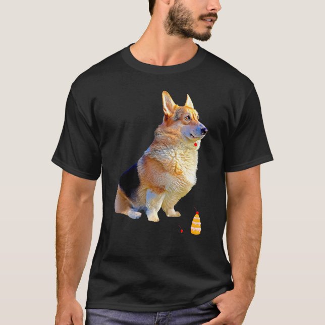 Cute Corgi Cake Tee  Pembroke Welsh Corgi Dog (Framsida)