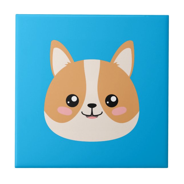 Cute Corgi Ceramic Tile Kakelplatta (Framsidan)