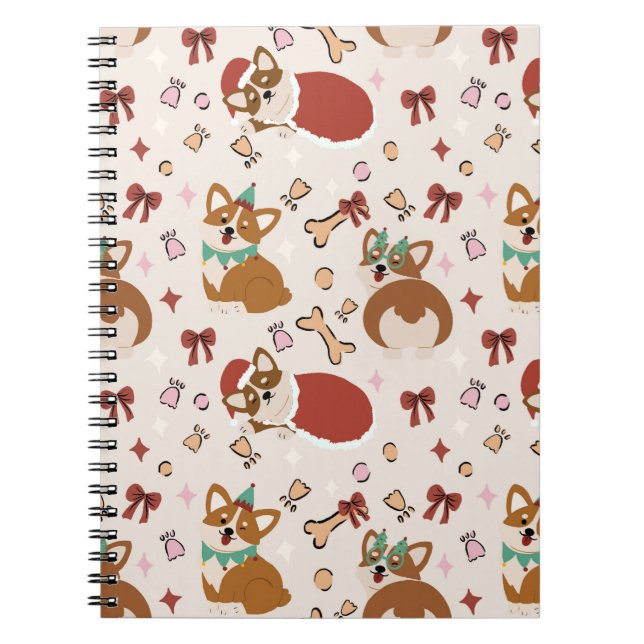Cute Corgi Christmas Holiday Seamless Pattern Anteckningsbok (Framsidan)