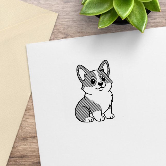 Cute Corgi Dog 1x1 Stämpel (Skapare uppladdad)