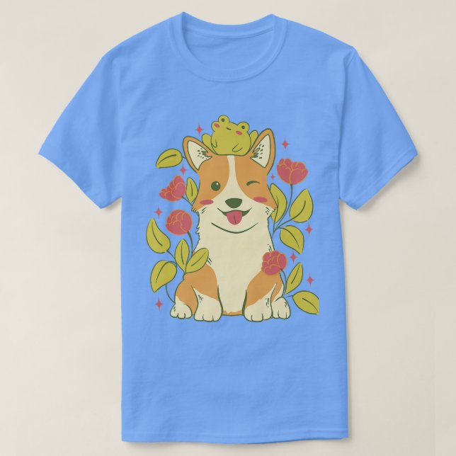 Cute Corgi Dog And Frog-720 T Shirt (Design framsida)