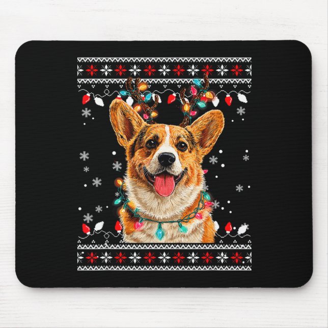 Cute Corgi Dog Christmas Reindeer Santa Hat  Musmatta (Framsidan)