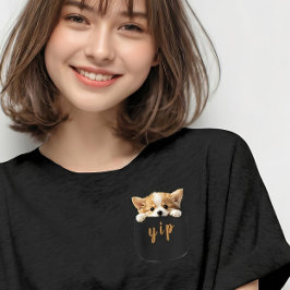 Cute Corgi Dog Peeeking Out Fake Pocket T Shirt