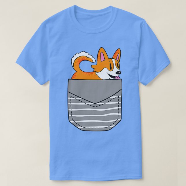 Cute Corgi Dog Pocket  T Shirt (Design framsida)