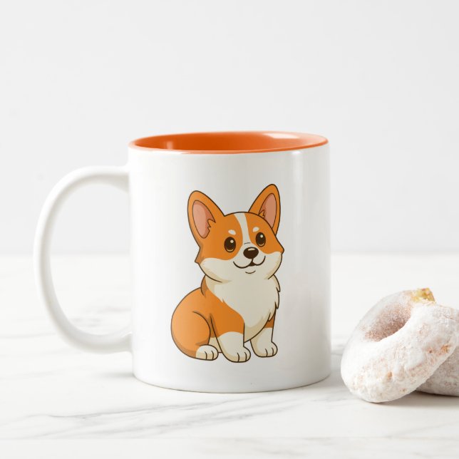 Cute Corgi Dog Två-Tonad Mugg (Med munk)