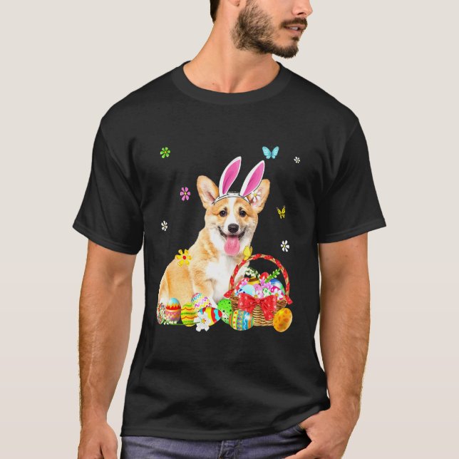 Cute Corgi Glad påsk Hund T Shirt (Framsida)
