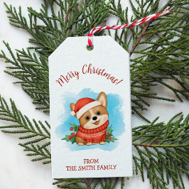 Cute Corgi God jul Presentetikett