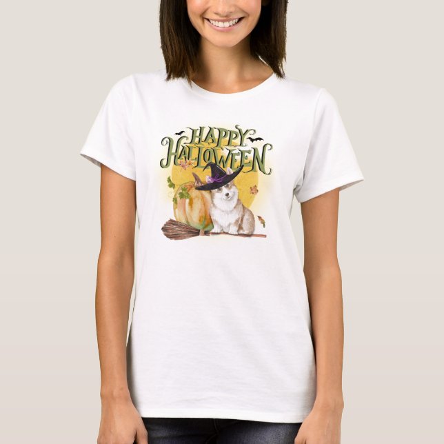 Cute Corgi Halloween T Shirt (Framsida)