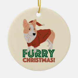 Cute Corgi Hårig jul Julgransprydnad Keramik