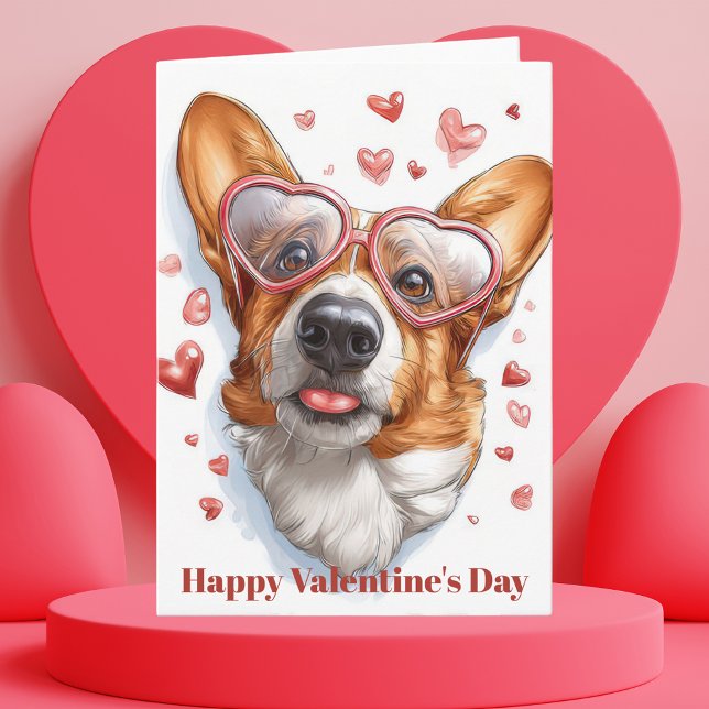 Cute Corgi Hearts Valentine`s Day Card  Kort (Skapare uppladdad)