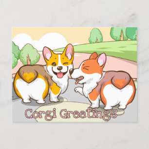 Cute Corgi Helgdag Card Helg Vykort
