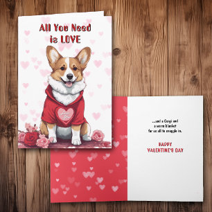 Cute Corgi Hund allt du behöver Valentine Helgkort