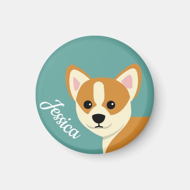 Cute Corgi Hund älskare Personlig Magnet (Framsidan)