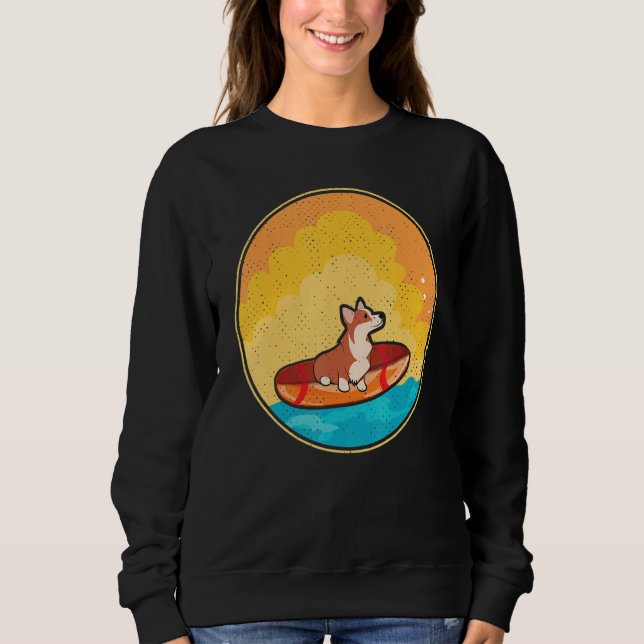 Cute Corgi Hund älskare Tee Wave Corgi Surfing Hun (Framsida)