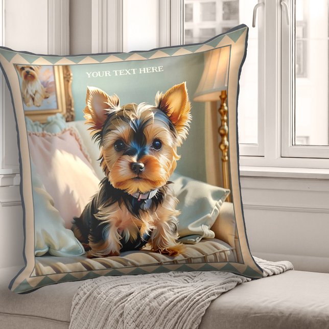 Cute Corgi Hund Animal Art Kudde (Pillow featuring a painting of a cute Corgi dog on a sofa. Beautiful for a dog lover.)