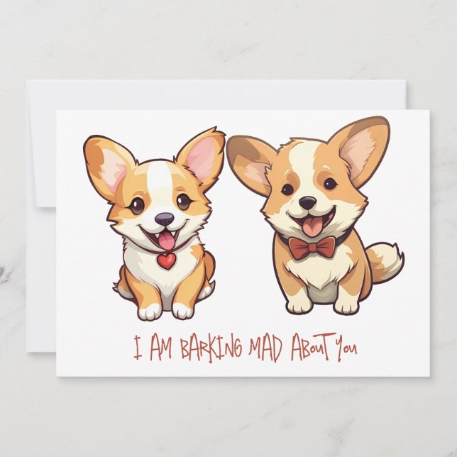Cute Corgi Hund årsdag Valentine Card Julkort (Framsida)