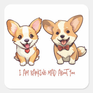 Cute Corgi Hund årsdag Valentine Fyrkantigt Klistermärke