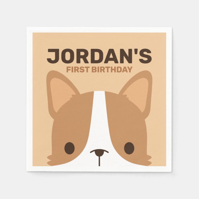 Cute Corgi Hund Birthday Pappersservett (Framsidan)
