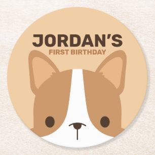 Cute Corgi Hund Birthday Underlägg Papper Rund