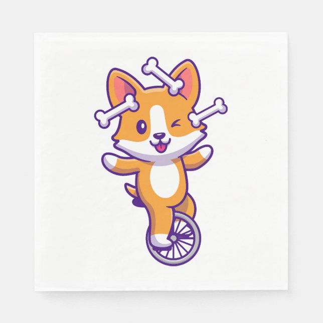 Cute Corgi Hund Circus med ben Pappersservett (Framsidan)