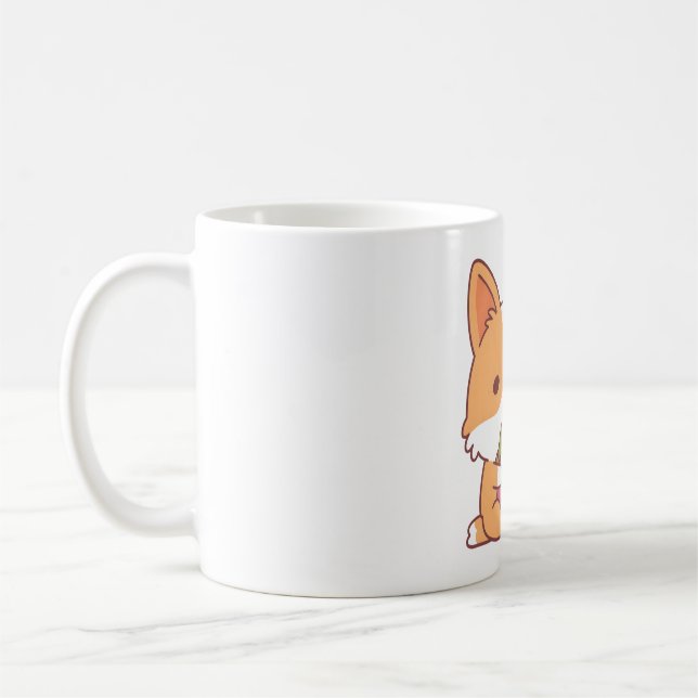 Cute Corgi Hund Eating Ramen Kaffemugg (Vänster)