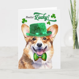 Cute Corgi Hund Feelin' Lucky St patrick's day Helgkort