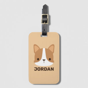 Cute Corgi Hund med Personlig Namn Bagagebricka