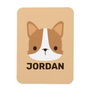 Cute Corgi Hund med Personlig Namn Magnet