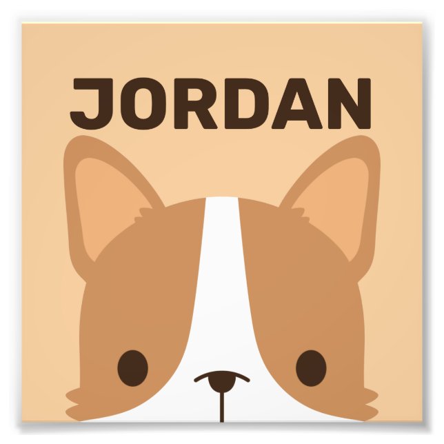 Cute Corgi Hund med Personlig Namn Photo Print Fototryck (Framsidan)