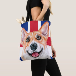 Cute Corgi Hund on Union Jack British Flagga Tygkasse