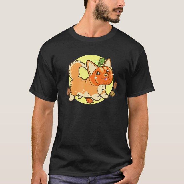 Cute Corgi Hund Pumpkin Halloween Night Scary T Shirt (Framsida)