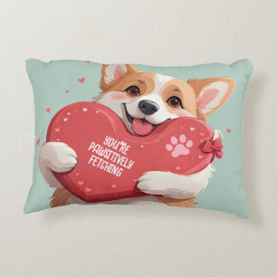 Cute Corgi Hund Pun Hearts Monogram Namn Valentine Prydnadskudde