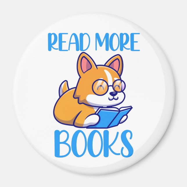 Cute Corgi Hund Reading Magnet (Framsidan)