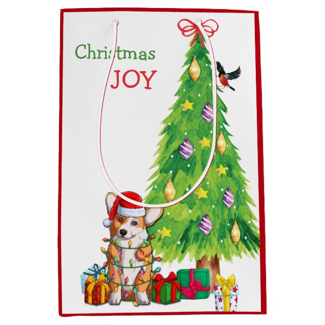 Cute Corgi Hund Santa Hat och Julgran (Framsidan)