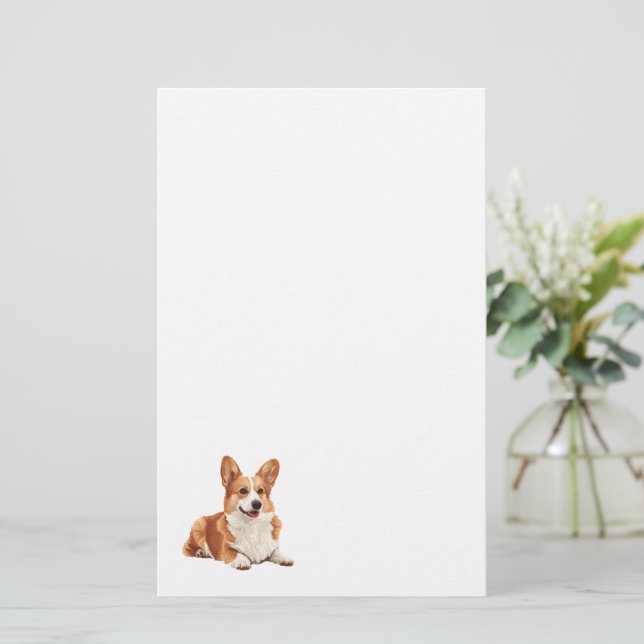 Cute Corgi Hund Stationery Brevpapper (Stående Fram)